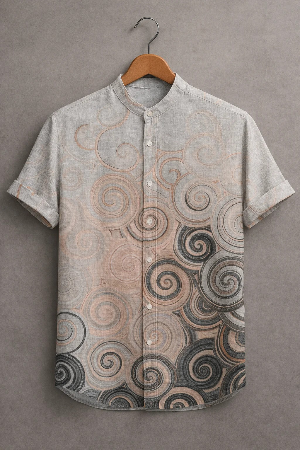 Men's Vintage Spiral Pattern Casual Shirt – Abstract Short Sleeve Summer Button Down
