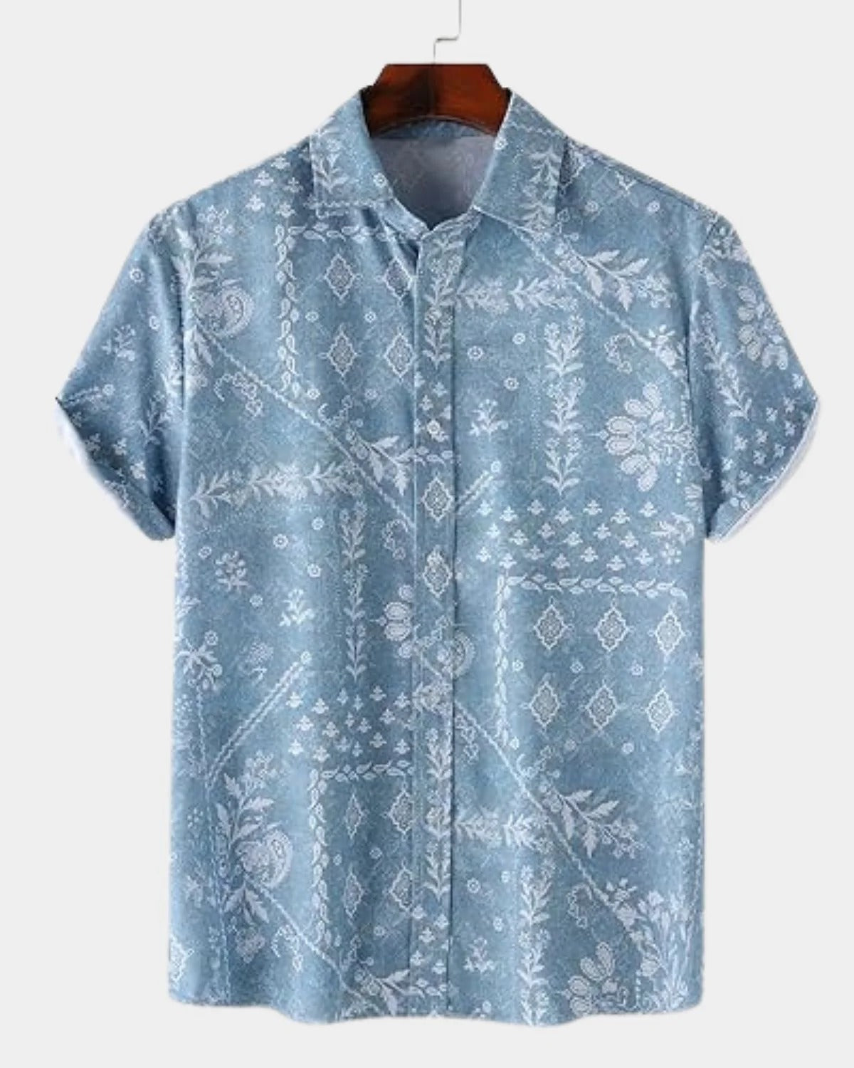 Men's Vintage Paisley Print Casual Shirt – Short Sleeve Summer Button Down Shirt
