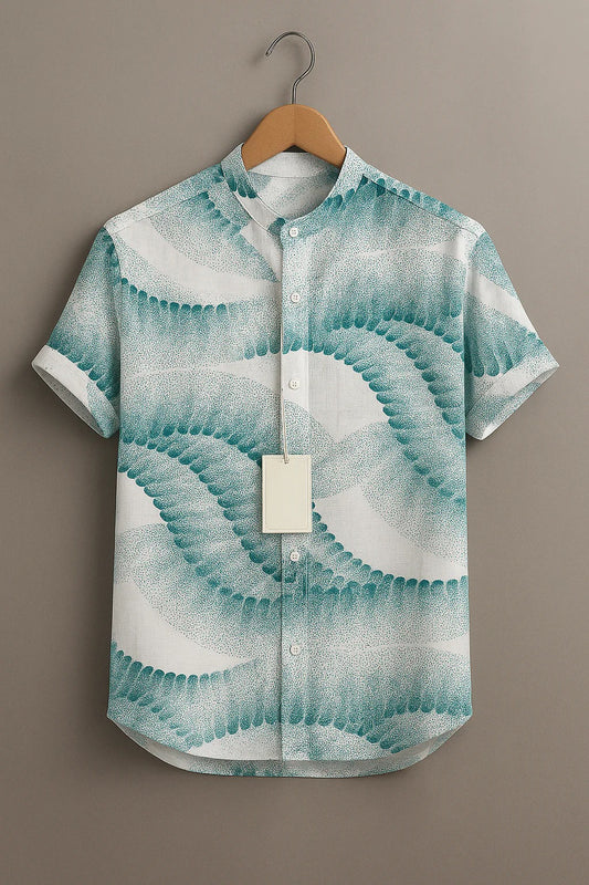 Men's Modern Wave Pattern Casual Shirt – Short Sleeve Summer Button Down