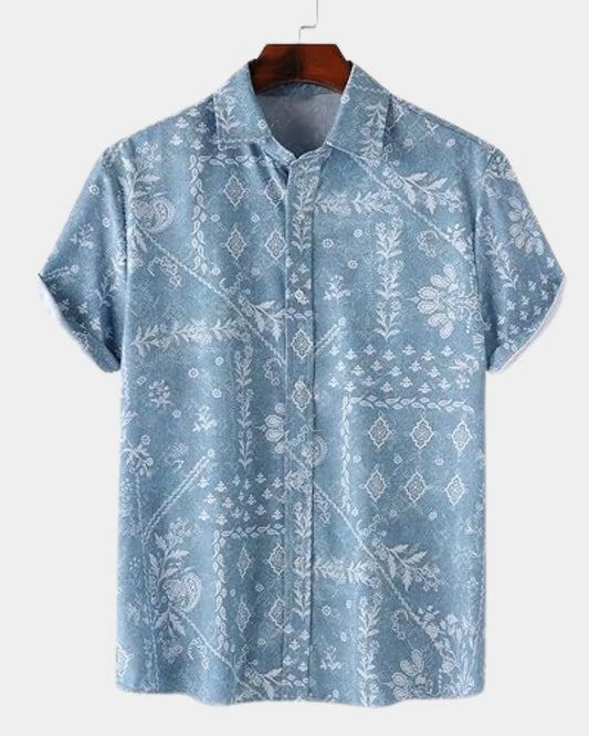 Men's Vintage Paisley Print Casual Shirt – Short Sleeve Summer Button Down Shirt